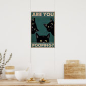 Pooping? Grappige zwarte katten Poster (Keuken)
