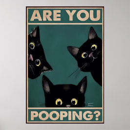 Pooping? Grappige zwarte katten Poster