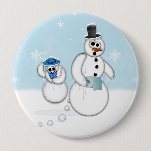 Pooping Snowman Ronde Button 4,0 Cm (Voorkant)