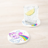Pooping Unicorn Zandsteen Onderzetter (Zijkant)