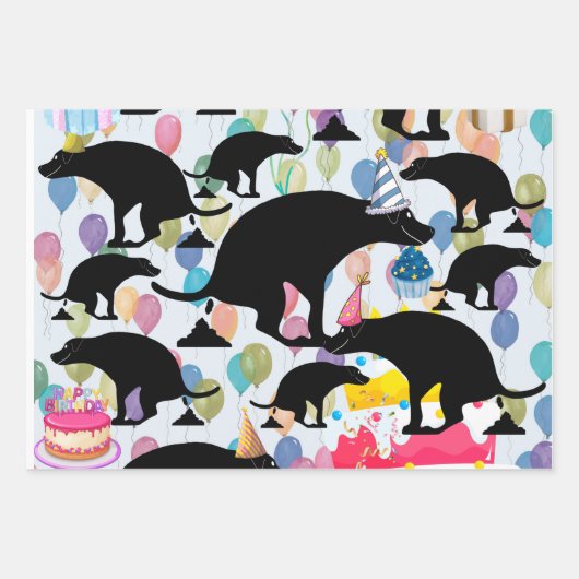 Pooping verjaardag hond patroon inpakpapier vel (Voorkant 3)