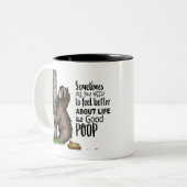 poopingssleuf tweekleurige koffiemok (Voorkant links)