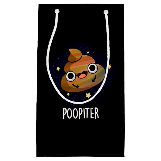 Poopiter Funny Planet Jupiter Pun Dark BG Klein Cadeauzakje (Voorkant)