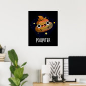 Poopiter Funny Planet Jupiter Pun Dark BG Poster (Thuiskantoor)