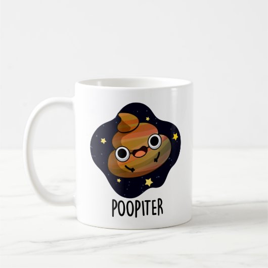 Poopiter Funny Planet Jupiter Pun Koffiemok (Links)