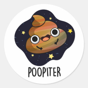 Poopiter Funny Planet Jupiter Pun Ronde Sticker