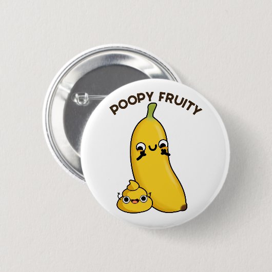 Poopy Fruny Fruit Banana Pun Ronde Button 5,7 Cm (Voorkant /achterkant)