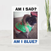 POOR PUG SAD/BLUE ZONDER U BIJ CHRISTMAS FEESTDAGEN KAART (Voorkant)