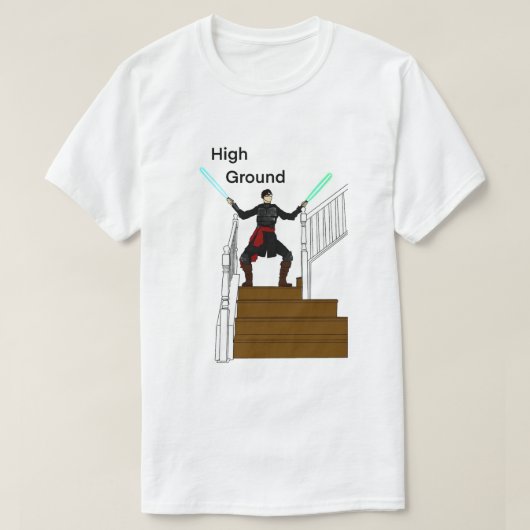 PoorExcuseer4Jedi High Ground White T-Shirt  (Design voorkant)