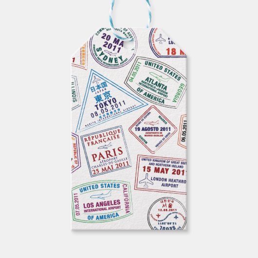 Poort paspoort stempel afdrukken cadeaulabel (Voorkant)
