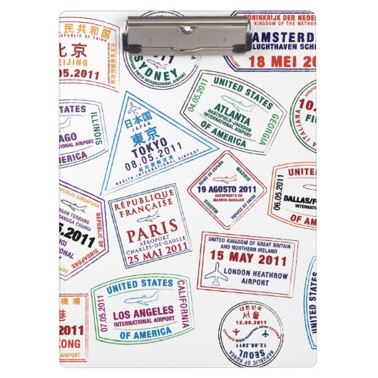 Poort paspoort stempel afdrukken klembord (Voorkant)