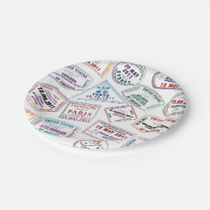 Poort paspoort stempel afdrukken papieren bordje