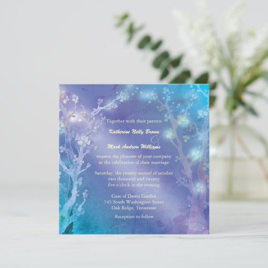 Poort van Dawn Shimmering Blue Bruiloft Kaart (Staand voorkant)