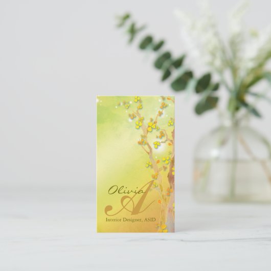 Poort van Dawn Trees Monogram Visitekaartje (Staand voorkant)