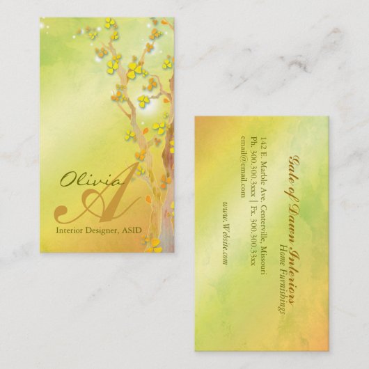 Poort van Dawn Trees Monogram Visitekaartje (Voorkant / Achterkant)