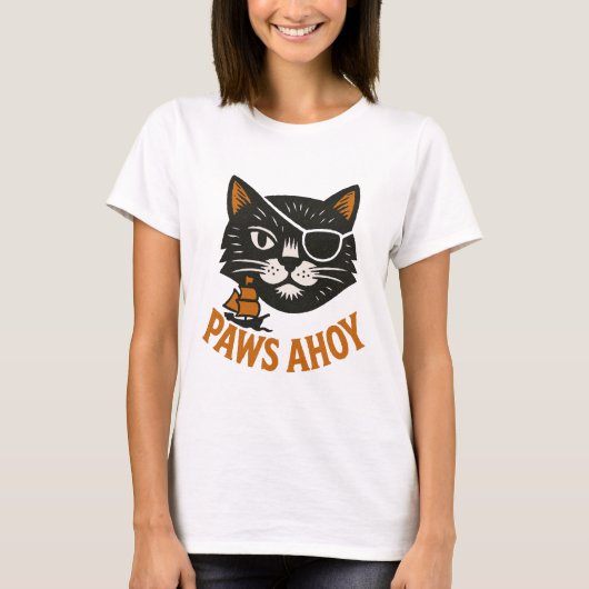 Poot Ahoy Piraat Kat T-Shirt (Voorkant)