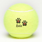 Poot drukt rode harten tennisballen (Achterkant)