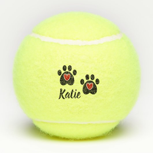 Poot drukt rode harten tennisballen (Achterkant)