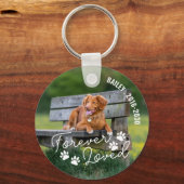 Poot drukt voor altijd geliefde naam gebogen tekst sleutelhanger (Voorkant)