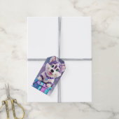 Poot en Present Husky Puppy Viering Cadeaulabel (Met Touw)