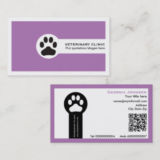 Poot en QR-code paarse Dierenartsenpraktijk Visitekaartje