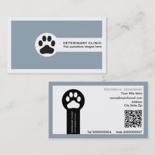 Poot en QR-code stoffig blauwe Dierenarts/Veeartse Visitekaartje