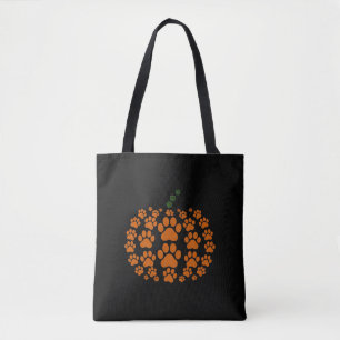 Poot Pompoen Poot Afdruk Hond Thanksgiving Tote Bag