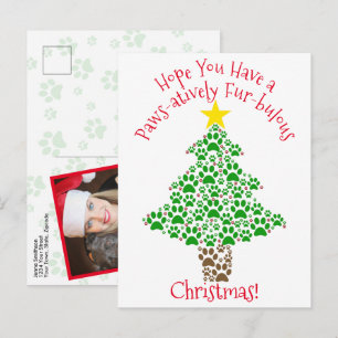 Poot-positief Fur-bulous Kerst Pootafdrukken Foto Feestdagenkaart