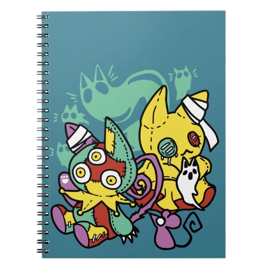 Poot-positief Vreselijk | Monsterse Katten Hallowe Notitieboek (Voorkant)