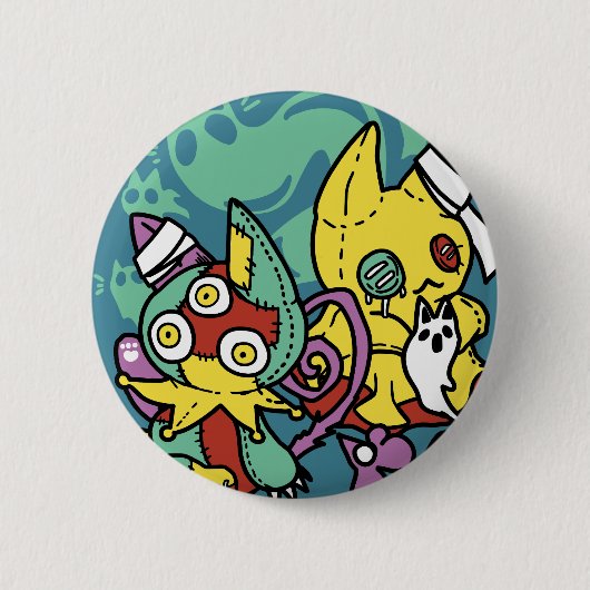 Poot-positief Vreselijk | Monstieuze Katten Hallow Ronde Button 5,7 Cm (Voorkant)