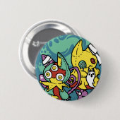 Poot-positief Vreselijk | Monstieuze Katten Hallow Ronde Button 5,7 Cm (Voorkant /achterkant)