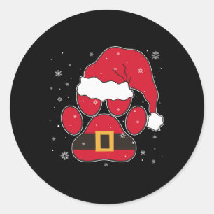 Poot Santa Hoed Hond Kat Poot Kerstmis Huisdierlie Ronde Sticker