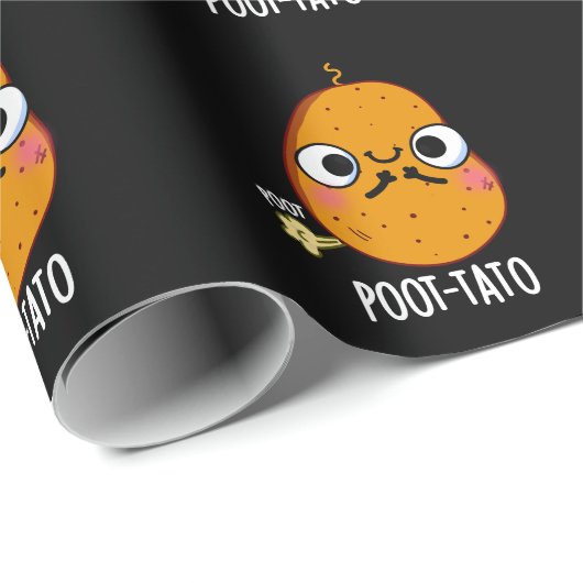 Poot-tato Funny Farting Potato Pun Dark BG Cadeaupapier (Rol Hoek)