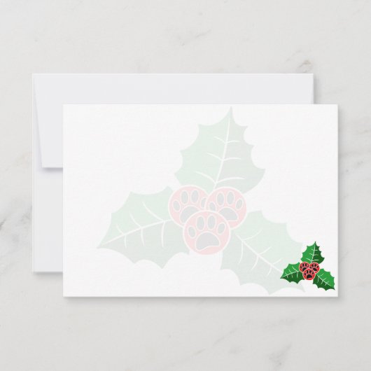 Poot van Hulstblaadjes Kerst Blank Notitiekaartje (Voorkant)