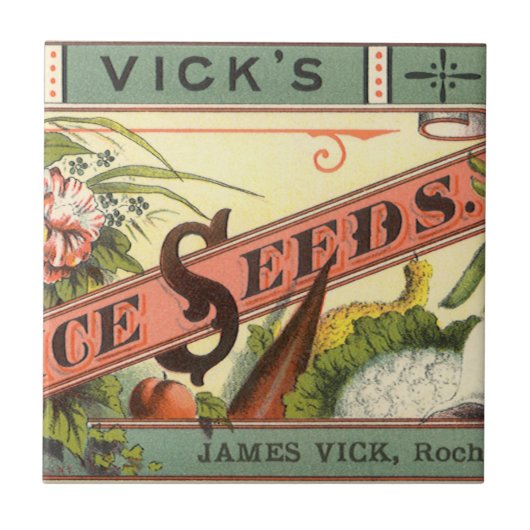  pootaardappelen met label, Vick's Choice Seeds Tegeltje (Voorkant)