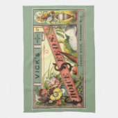  pootaardappelen met label, Vick's Choice Seeds Theedoek (Verticaal)