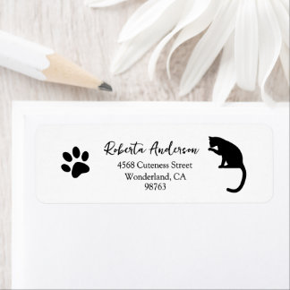 Pootafdruk Adreslabels voor Katten, Retouradres Etiket
