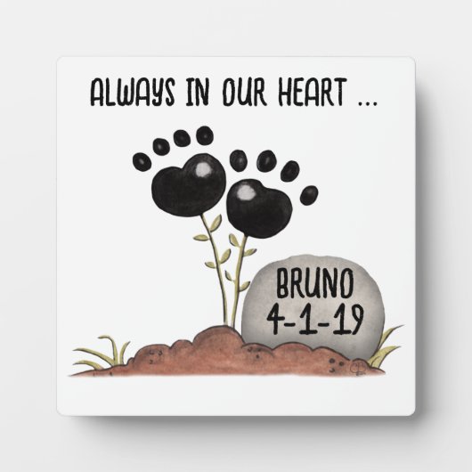 Pootafdruk Bloemen Herinnering Huisdier Verlies Fotoplaat (Voorkant)