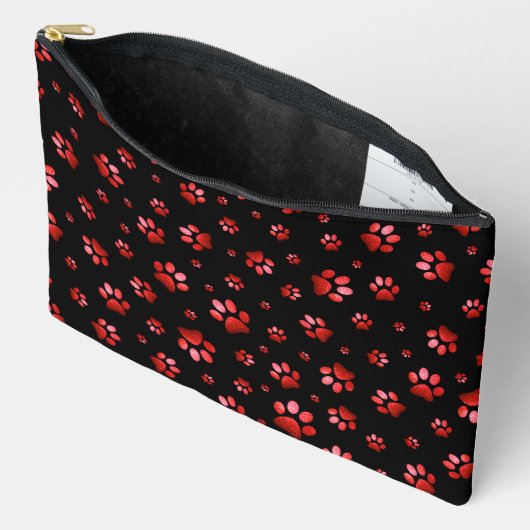 Pootafdruk glinsterende rode glitter, etui (Open)