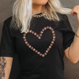 Pootafdruk Hart T-shirt - Roze pootafdrukken hart