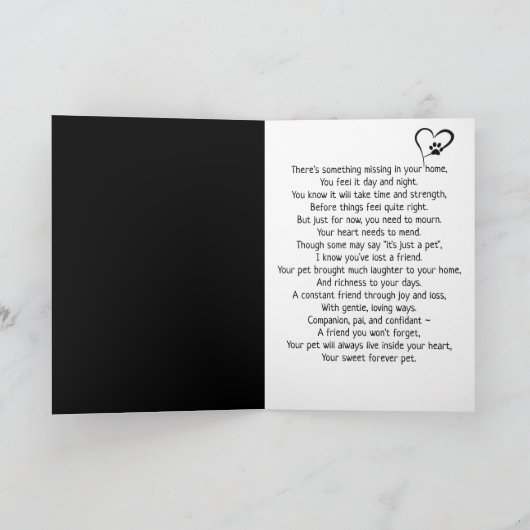 Pootafdruk Hart voor huisdierverlies Kaart (Binnen)