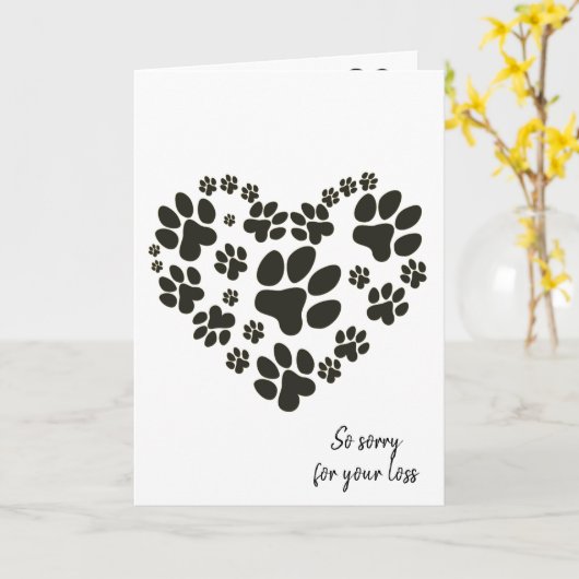 Pootafdruk Hart voor huisdierverlies Kaart (Gele Bloem)