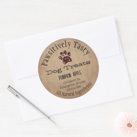 Pootafdruk Hondenbrokjes Ronde Sticker (Envelop)