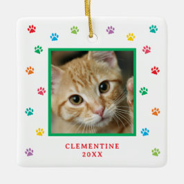 Pootafdruk huisdier foto Kerstboomornament Keramisch Ornament
