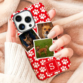 Pootafdruk huisdier fotocollage rode monogram Case-Mate iPhone case