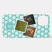 Pootafdruk huisdier fotocollage turquoise monogram Case-Mate iPhone case (Achterkant (horizontaal))