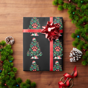 Pootafdruk Kerstboom Hond Kat Moeder Liefhebber Cadeaupapier