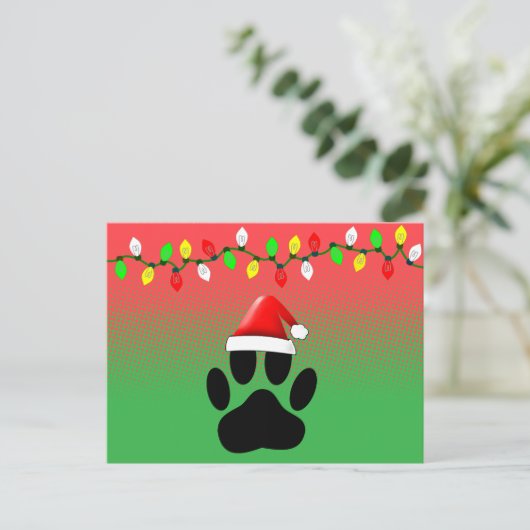 Pootafdruk Kerstman Hoed Kerstverlichting Feestdagenkaart (Staand voorkant)