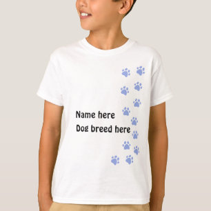 Pootafdruk lichtblauw - voeg je naam of hondenras t-shirt