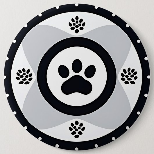 Pootafdruk Met Decoratieve Elementen Ronde Button 6,0 Cm (Voorkant)